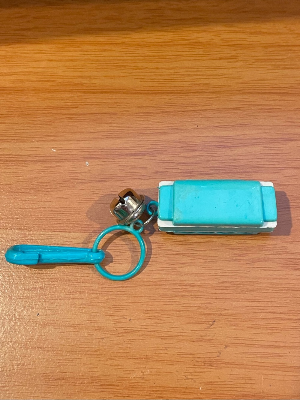 Vintage 1980s Plastic Bell Charm Harmonica Blue & Yellow 80s Necklace